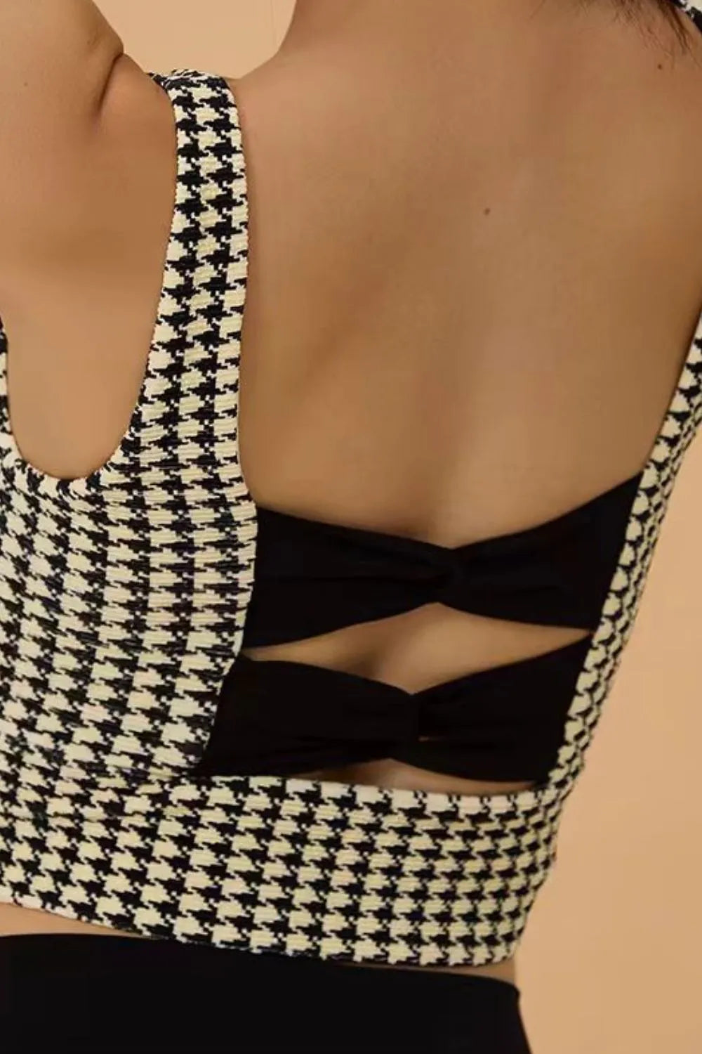 Sostén Activo Houndstooth con Espalda Cruzada
