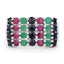 3.40 Carat Emerald, Ruby & Black Sapphire Sterling Silver Ring