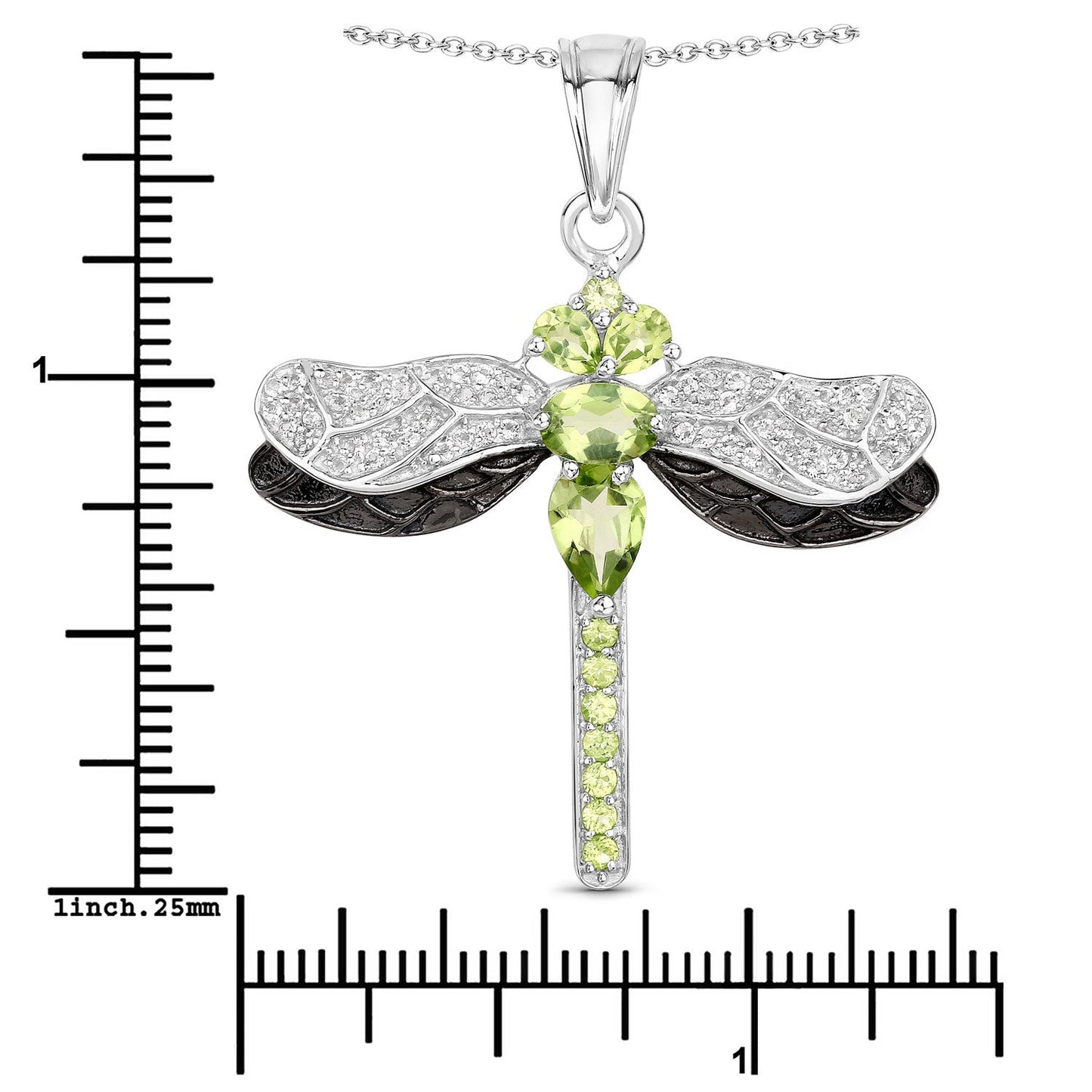 Pendentif en argent sterling avec péridot et topaze blanche de 1,98 carat