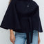 Manteau Trench Élégant d'Hiver à Col Montant et Manches Chauve-Souris pour Femmes
