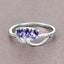 Bague en Or Blanc 14K avec Tanzanite et Diamant Blanc de 0,56 Carat