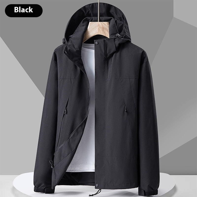 Unisex Colorblock Hooded Windbreaker Jacket with Pockets