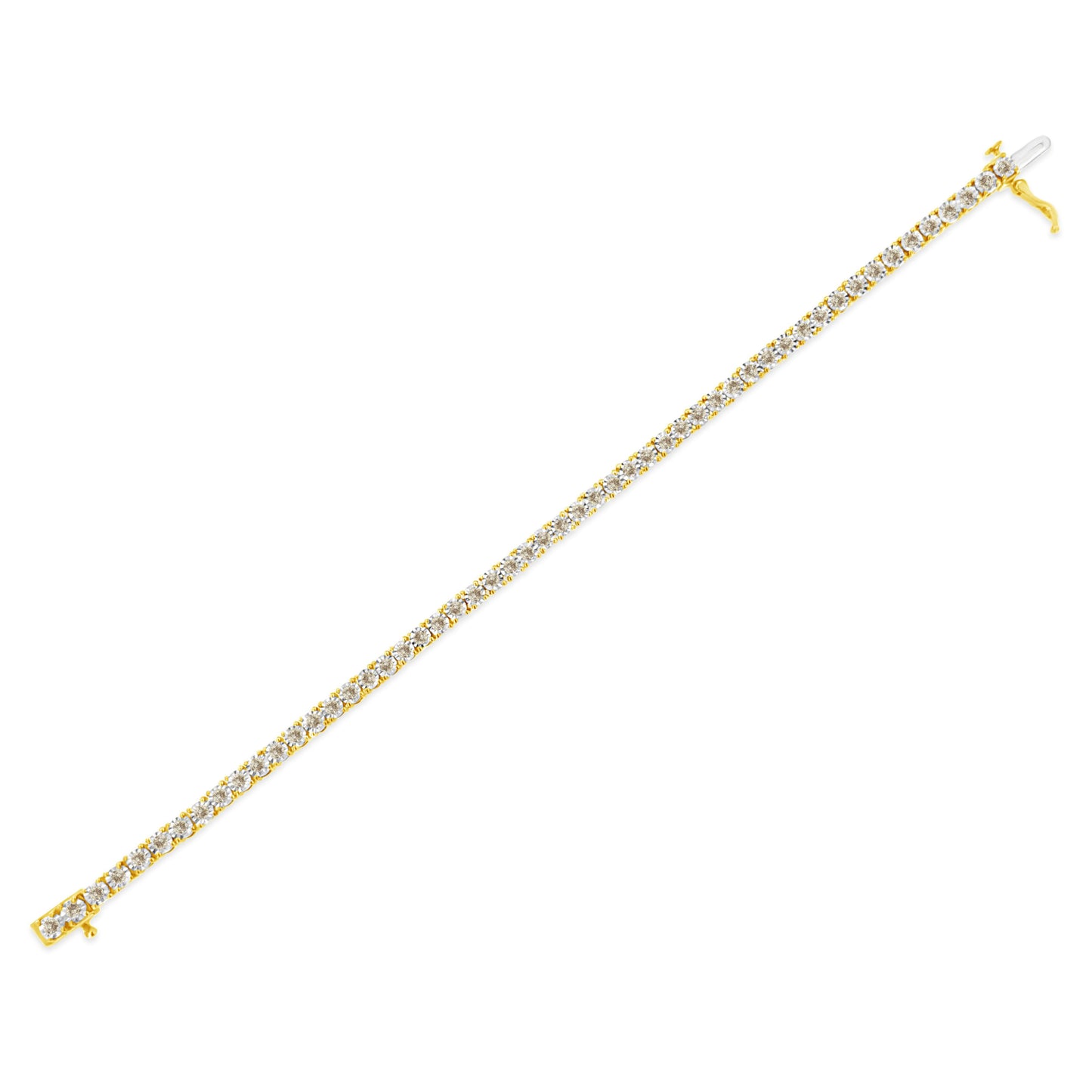 Bracelet de tennis en argent sterling plaqué or jaune 14K avec diamants - 7,25"
