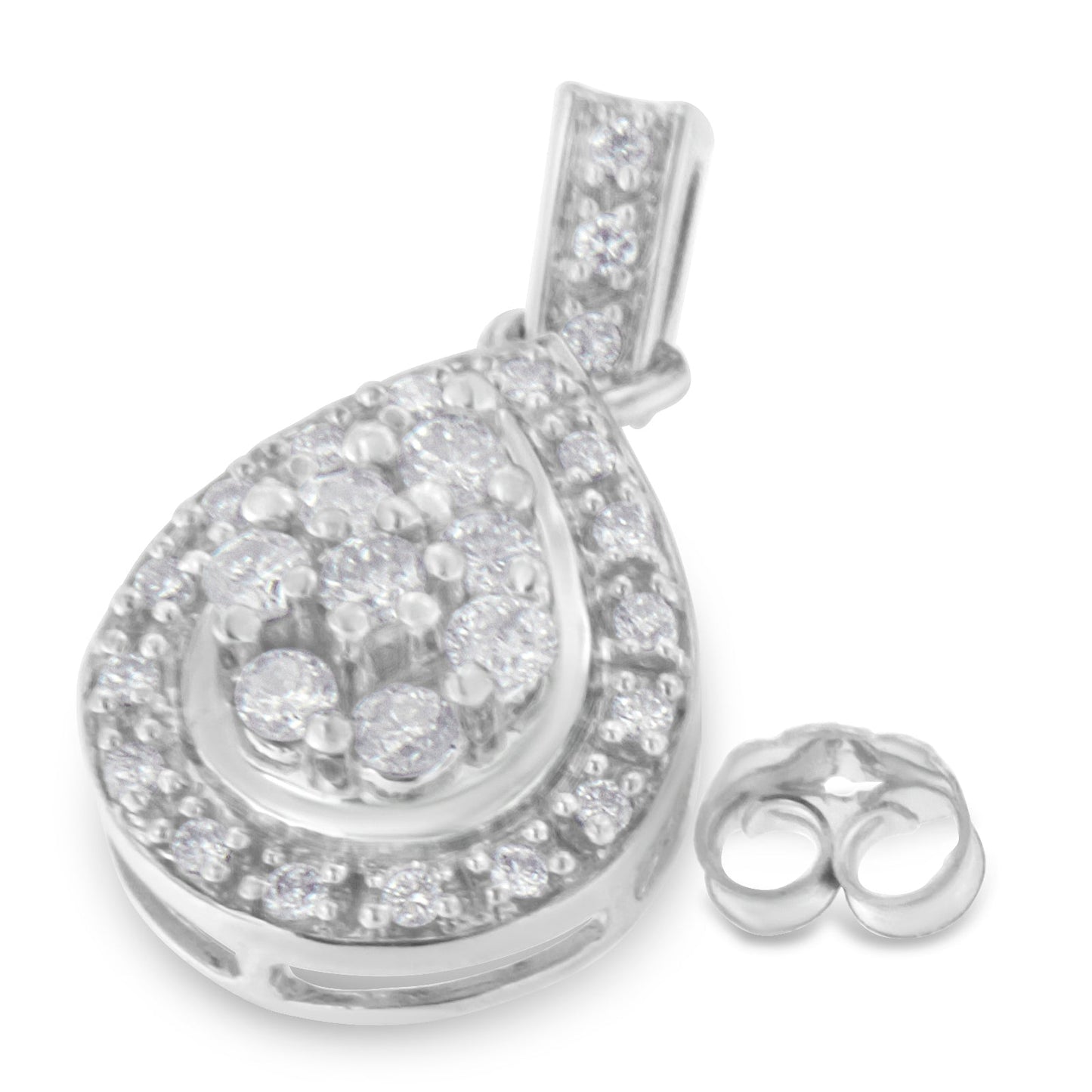 Boucles d'oreilles en diamant taille ronde en or blanc 10k - 0,75 cttw