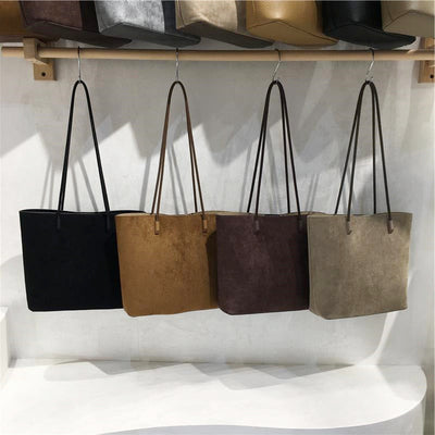 Sac à main épaule en tissu imitation daim rétro