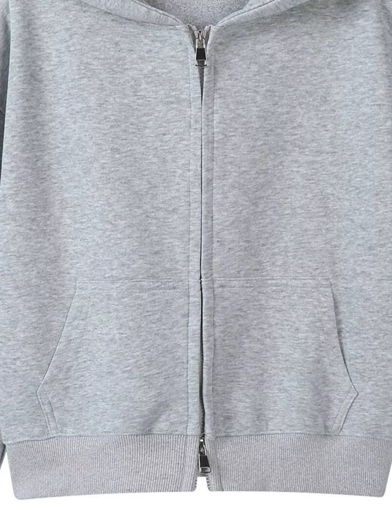 Plus Size Casual Zip-Up Long Sleeve Hoodie