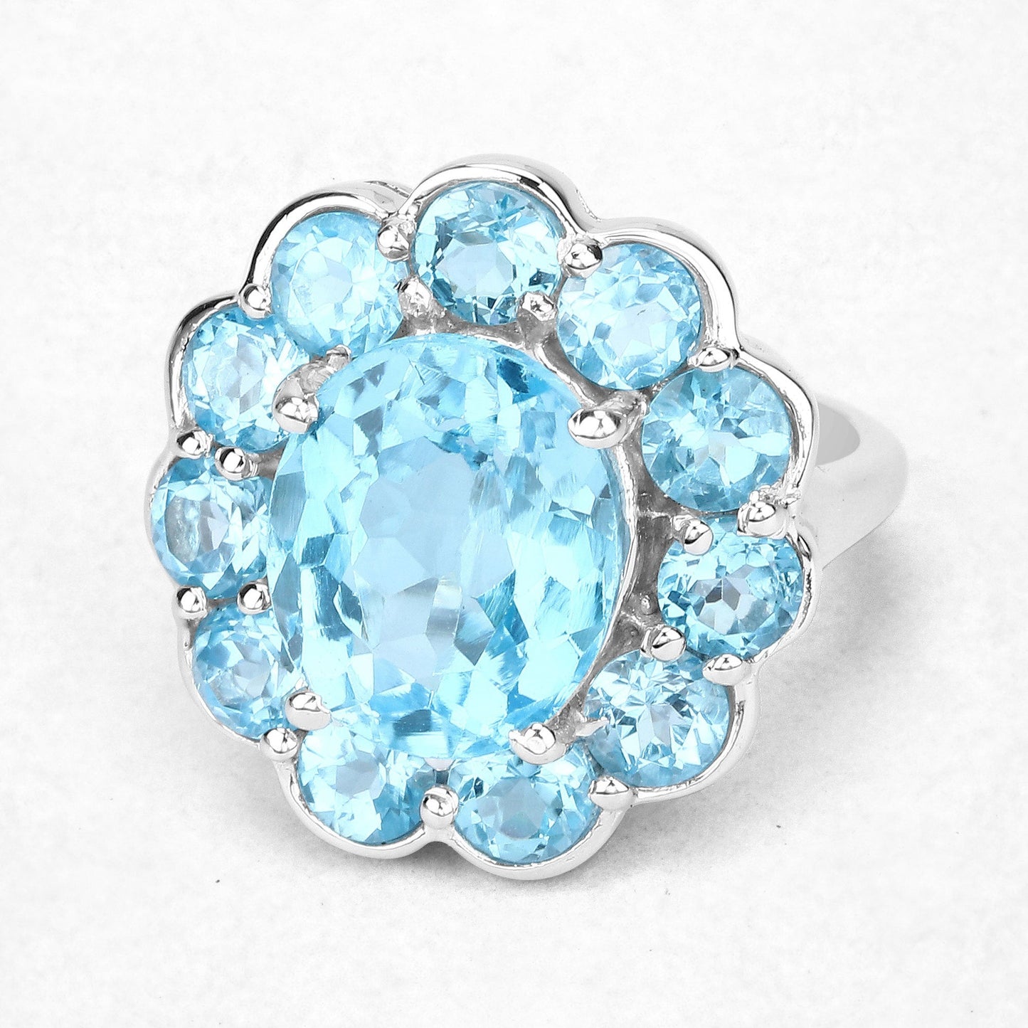 Bague en argent sterling avec topaze bleue suisse de 8,77 carats