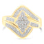 10K Yellow Gold Diamond Bypass Cluster Ring - Size 7