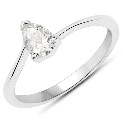 14K White Gold 0.50 Carat Genuine Diamond Engagement Ring