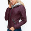 Veste à couches à double fermeture éclair pour femmes, chaude et élégante, avec capuche en fausse fo