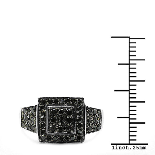 Bague de fiançailles en diamant noir véritable de 0,77 carat et en argent sterling