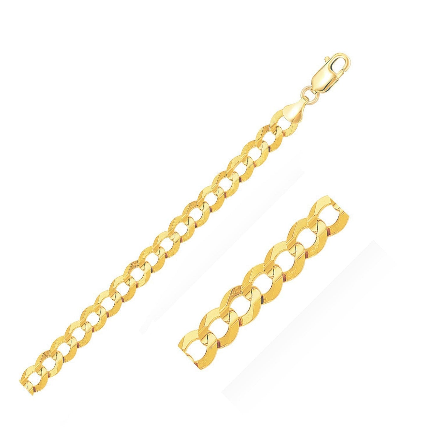 Chaîne Curb en Or Jaune 14k Solide 10,0 mm