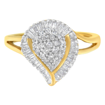 Bague en diamant en cluster en or jaune 10K - Taille 8
