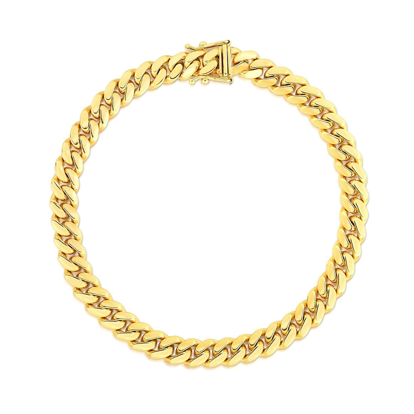 14k Yellow Gold Classic Miami Cuban Solid Bracelet - 7.0mm