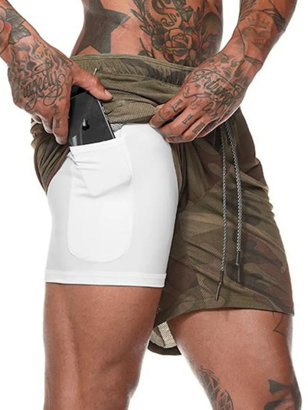 Pantalones Cortos Activos de Talla Grande para Hombre con Cintura Ajustable