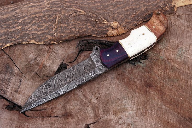 Premium Custom Damascus Steel Hunting Knife – 9" G10, Bone & Rosewood Handle | KBS Knives - Korvel