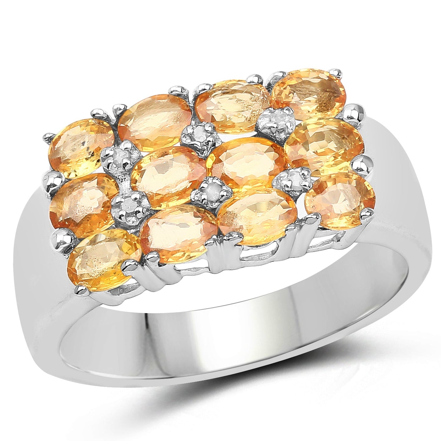 Bague de fiançailles en argent sterling avec saphir jaune de 2,67 carats et diamants