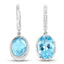 15.13 Carat Blue Topaz & White Diamond Sterling Silver Earrings