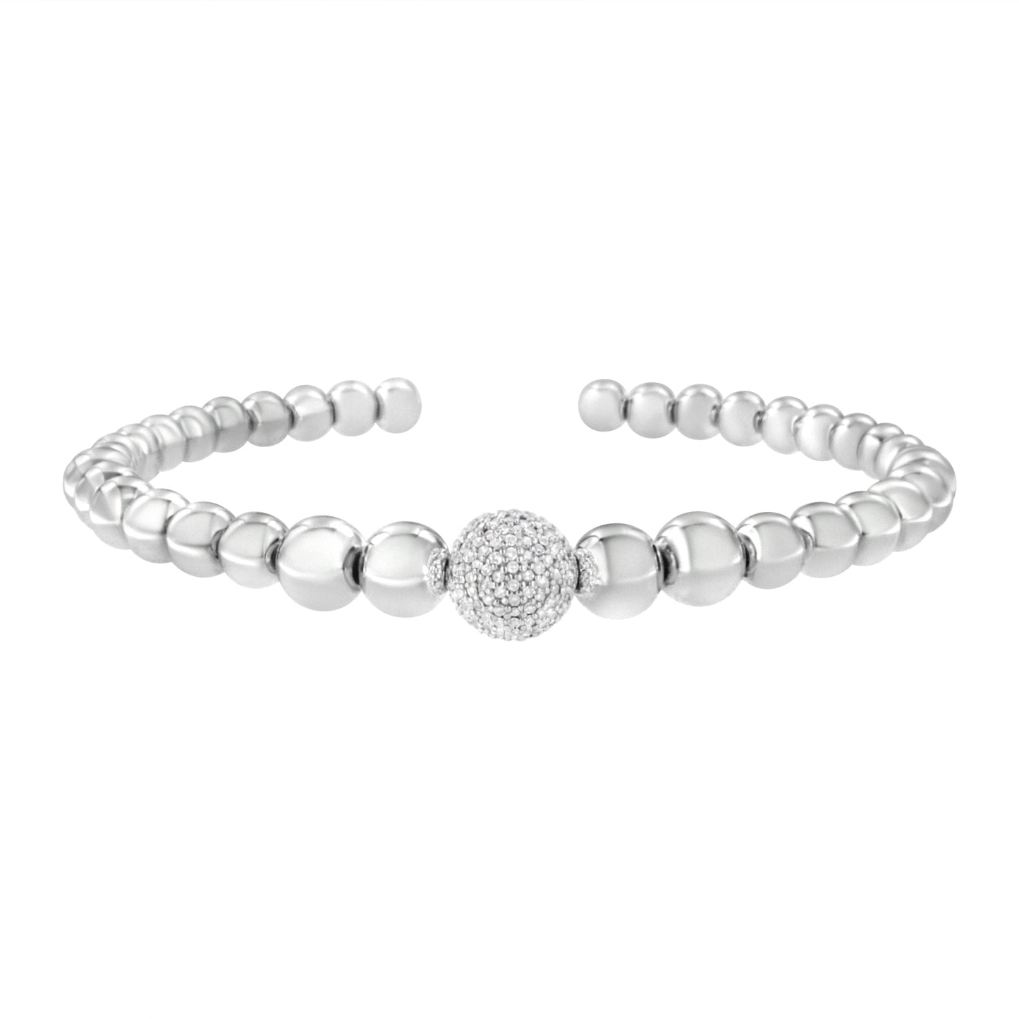Pulsera de brazalete de diamante rondelle de plata esterlina .925