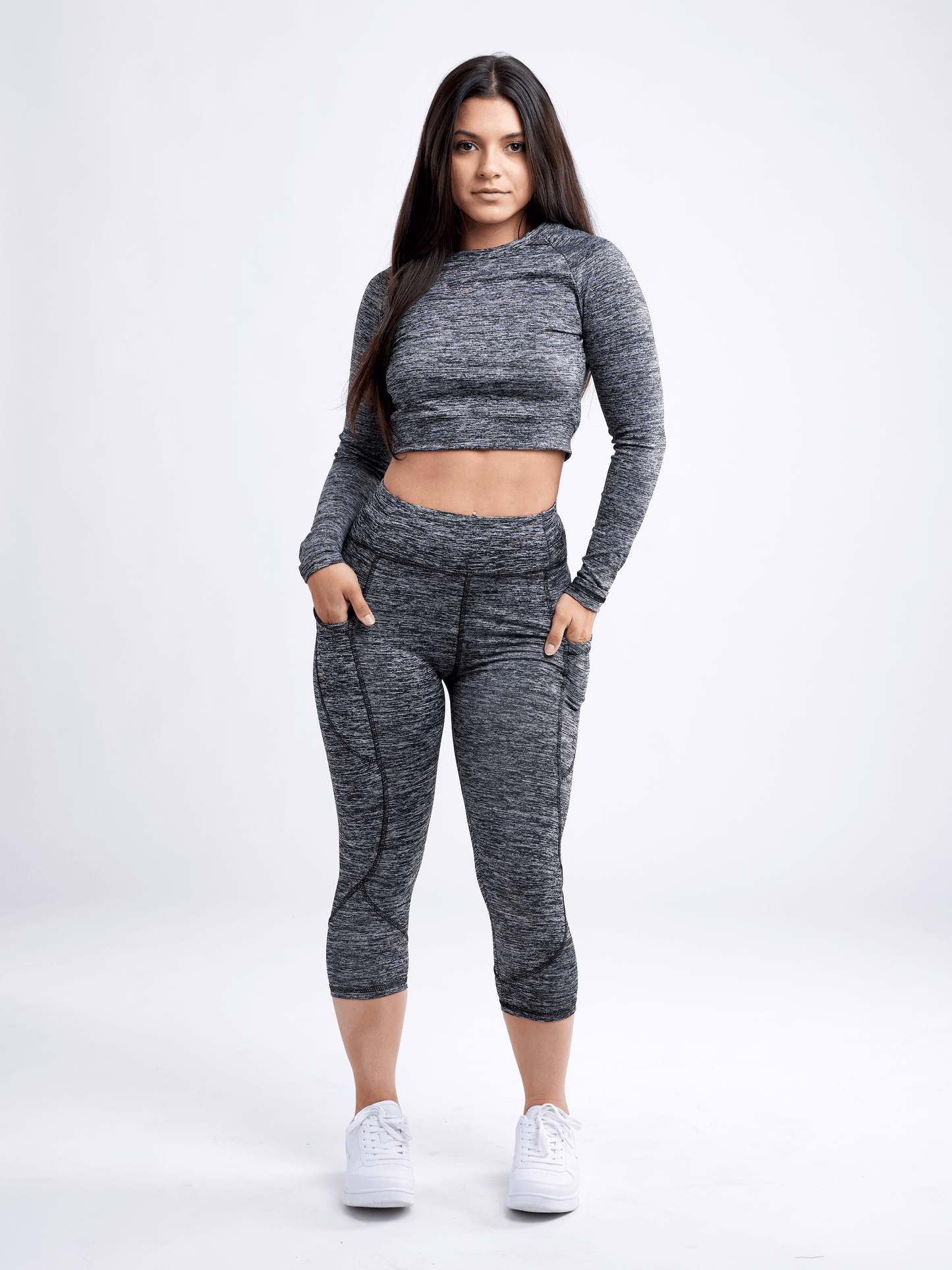 JupiterGear Mid-Rise Capri Fitness Leggings with Pockets