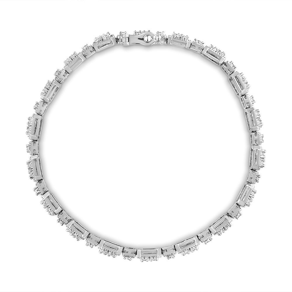 Bracelet en or blanc 10K avec diamants en maillons carrés - 2,0 cttw, taille 7,25"