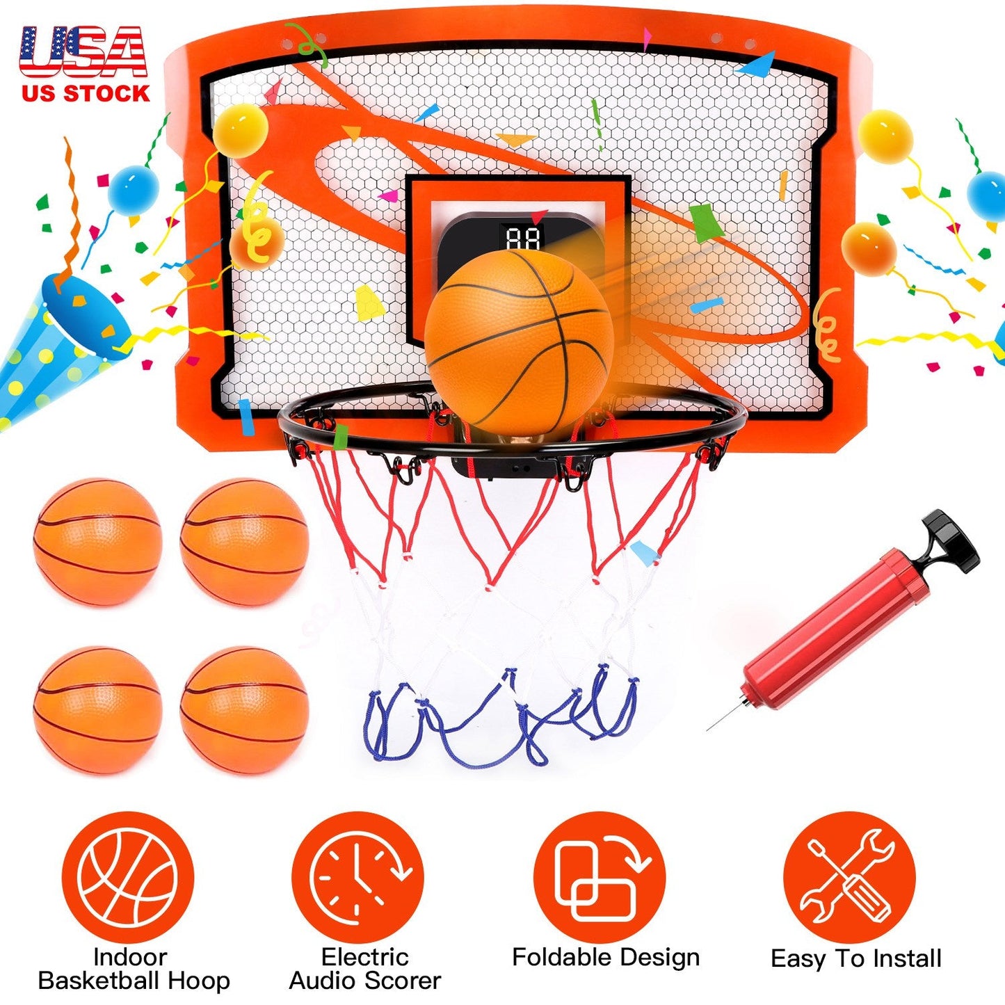Ensemble de mini panier de basketball intérieur Gbruno avec marqueur audio
