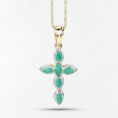 18K Yellow Gold Plated Emerald Pendant in Sterling Silver