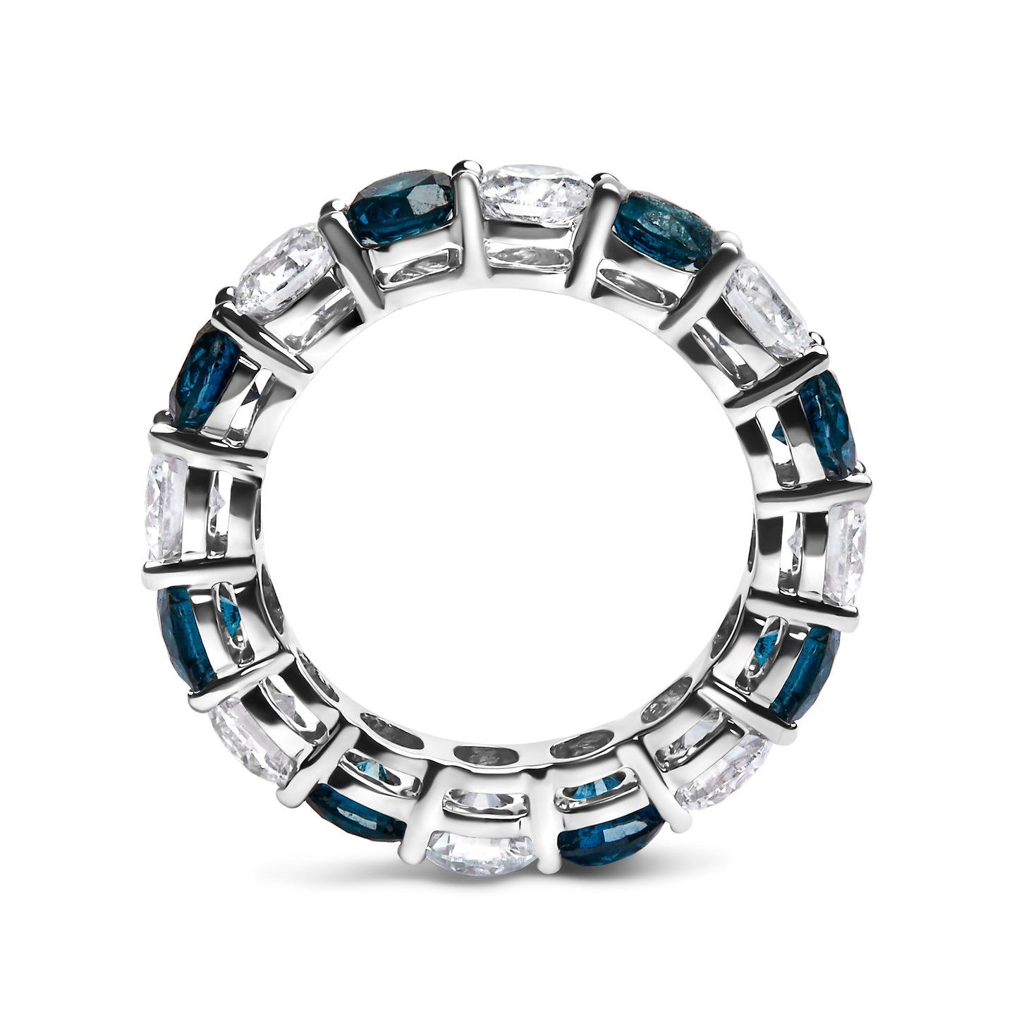 Bague en Eternité Alternée en Diamant en Or Blanc 14K