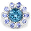Anillo de plata esterlina con topacio azul de Londres y tanzanita de 6.19 quilates
