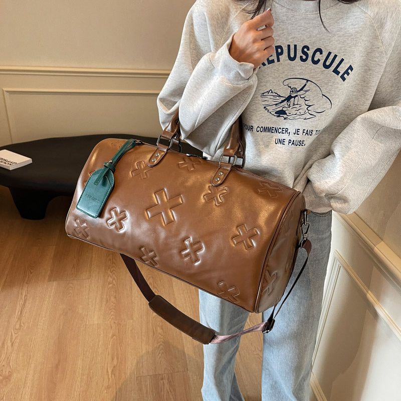 PU Embossed Travel Bag - Women's Large Capacity