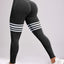 High Waist Striped Outdoor Sports Tights for Women