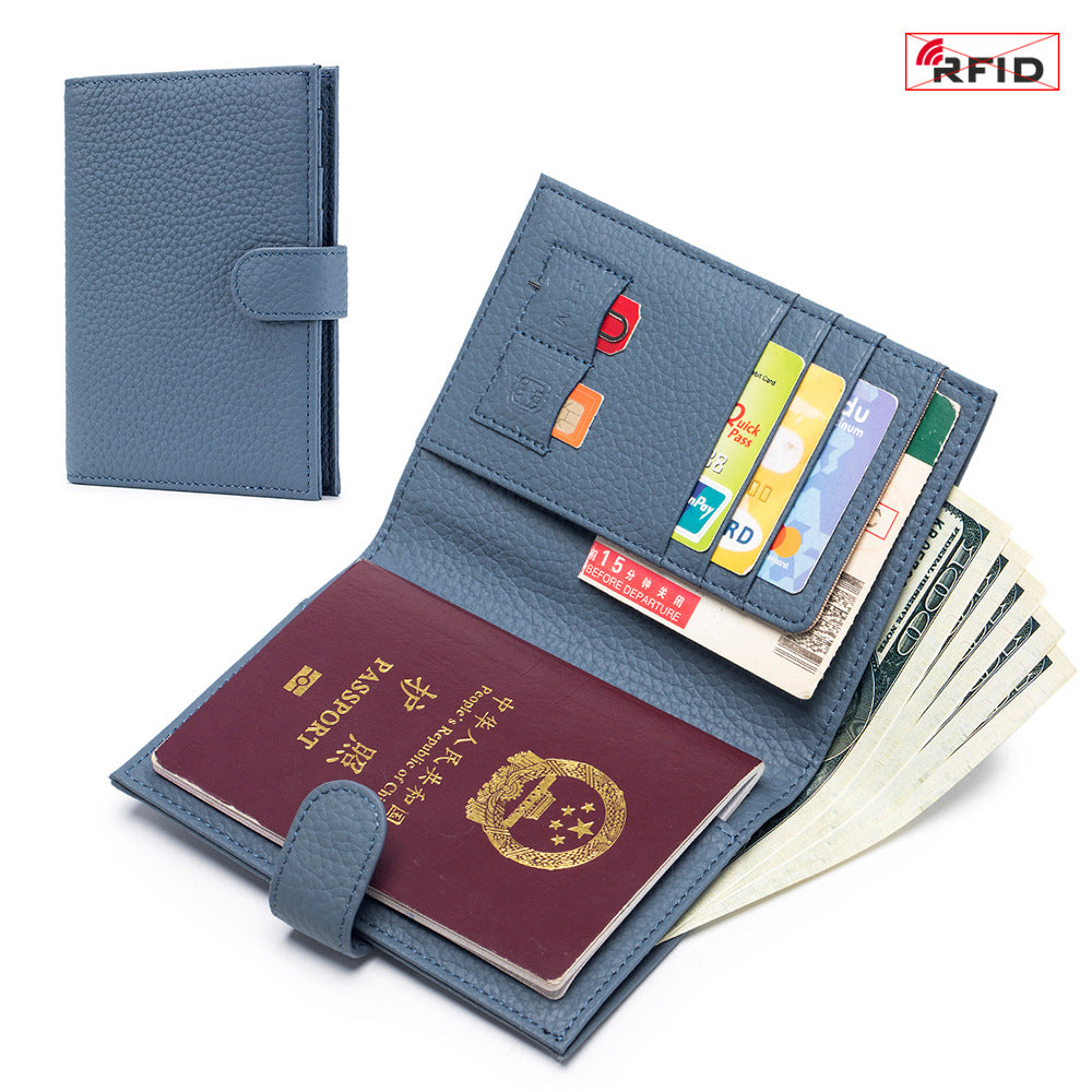Bolso de Pasaporte Ultra Delgado de Cuero con Protección RFID