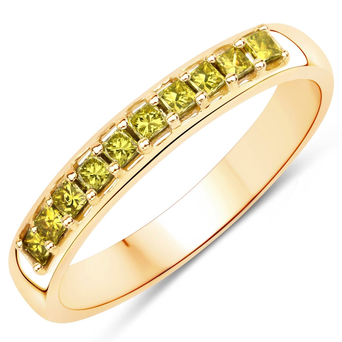 Anillo de Compromiso de Diamante Amarillo Genuino de 0.27 Quilates en Oro Amarillo de 14K