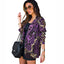Elegant Long-Sleeve Printed Wrap Coat