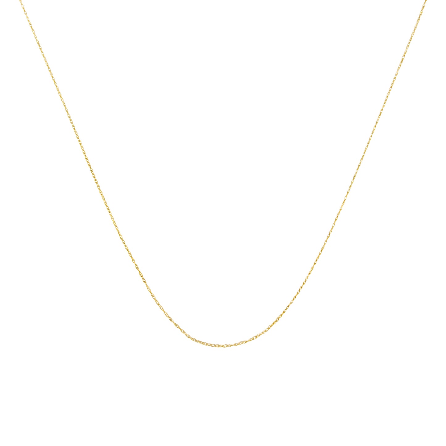 Solid 10K Yellow Gold 0.5mm Slim Rope Chain Necklace - 18"