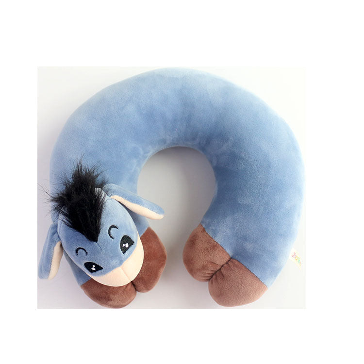 JSQTOYS Cute Cartoon U-shaped Travel Pillow - Blue Donkey