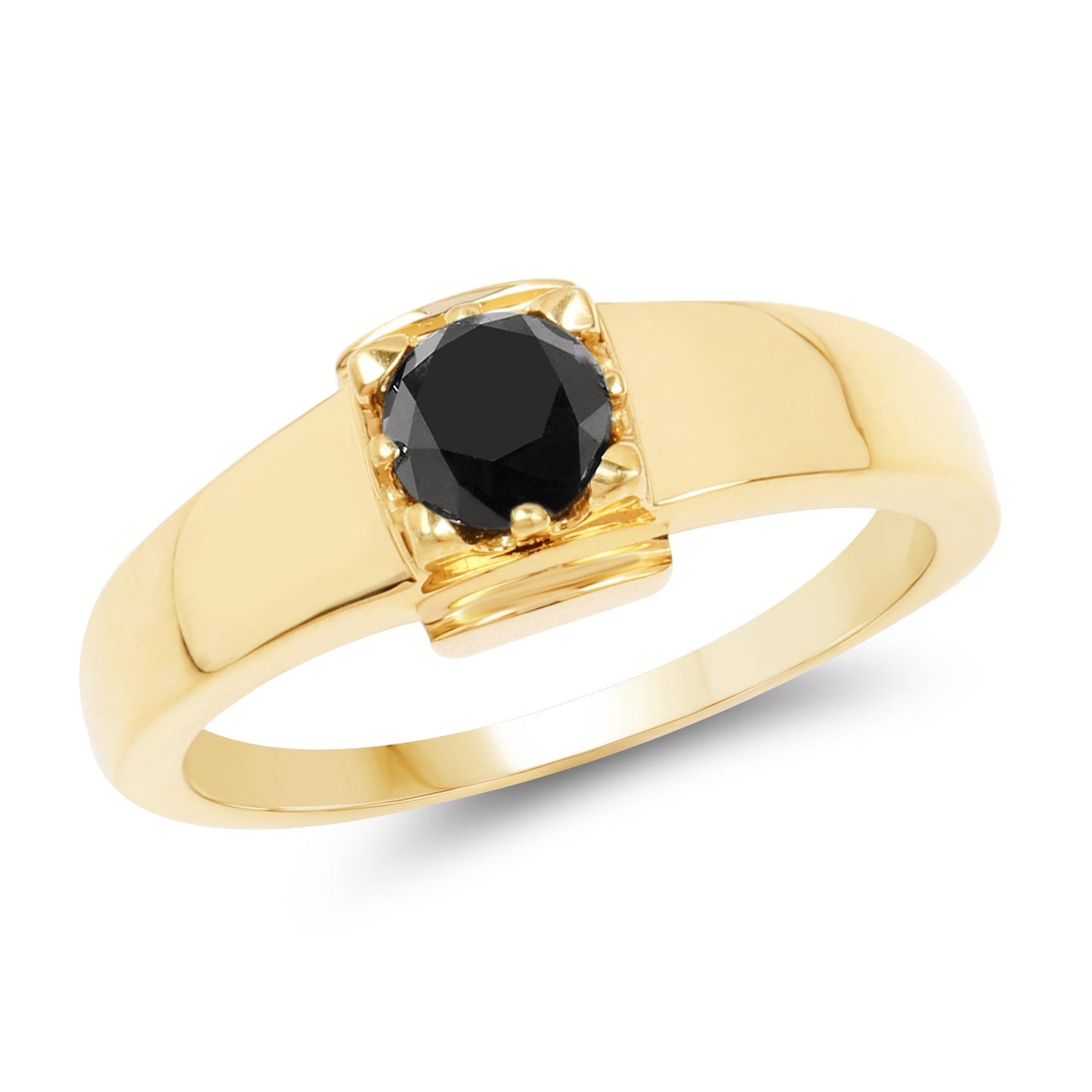 Anillo de Plata Esterlina con Diamante Negro Genuino de 0.50 Quilates