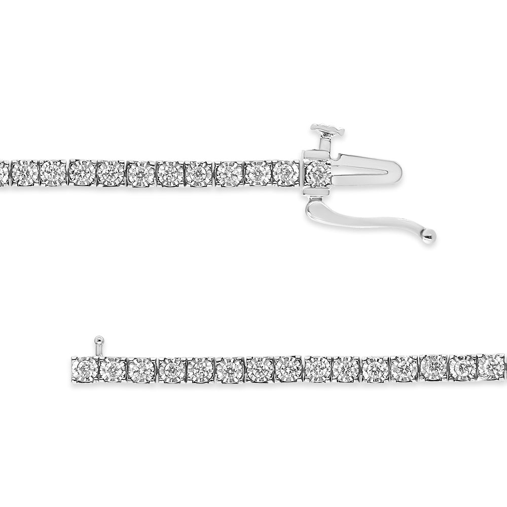 Bracelet de tennis en diamant illusion en or blanc 14K cultivé en laboratoire - 1,0 cttw