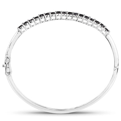 Brazalete de plata esterlina .925 con diamante negro genuino de 2.50 quilates