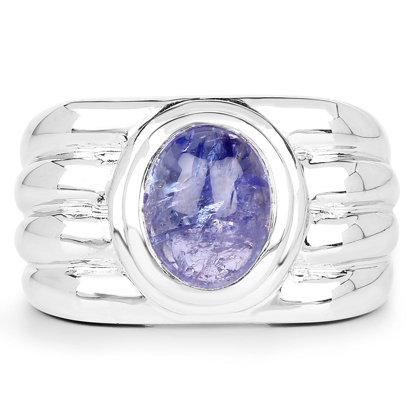 3.55 Carat Genuine Tanzanite Sterling Silver Engagement Ring