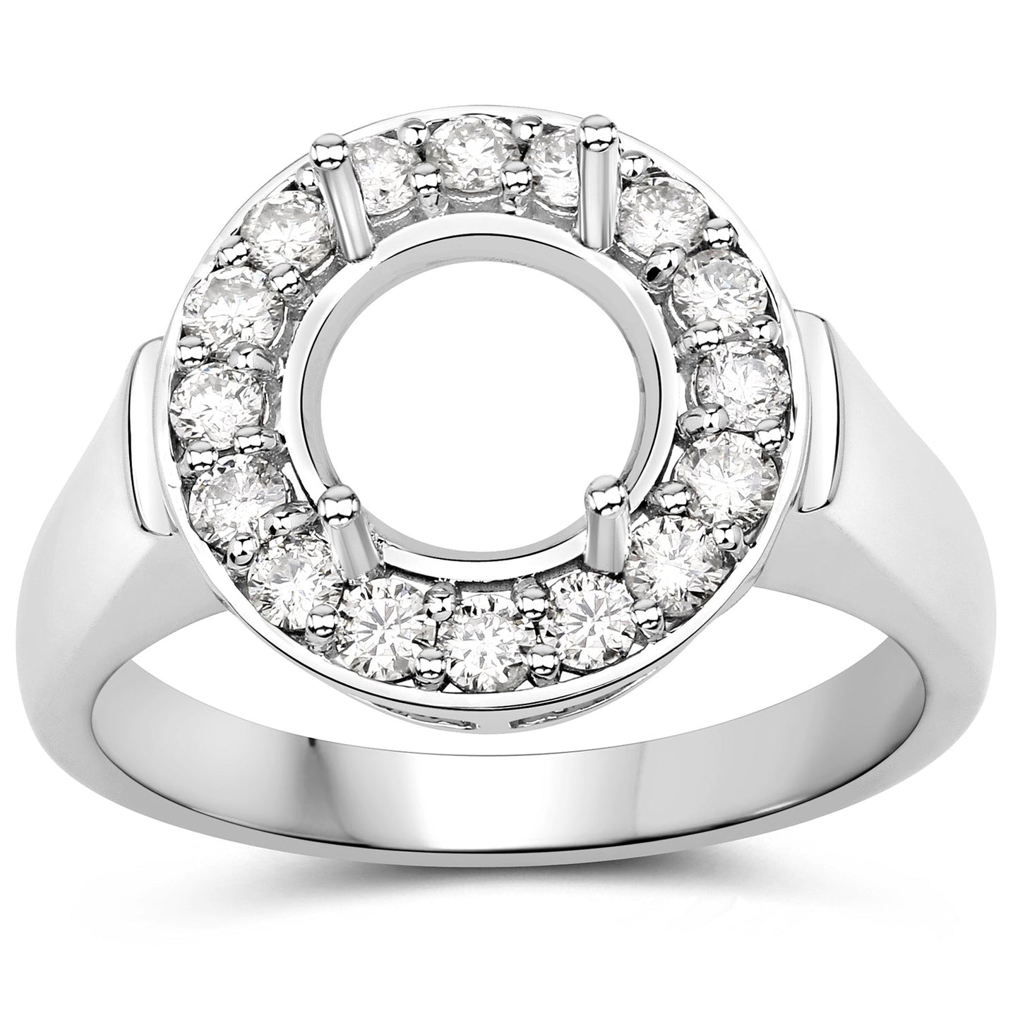 0.48 Carat White Diamond 14K White Gold Semi Mount Engagement Ring