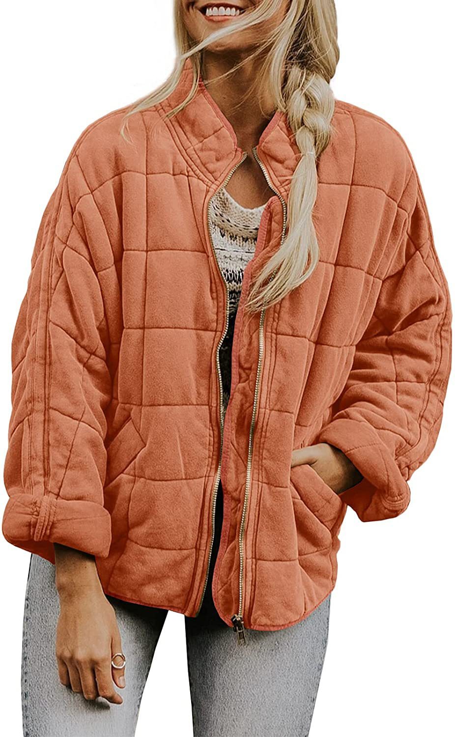 Veste d'hiver élégante à col montant zippée pour femmes