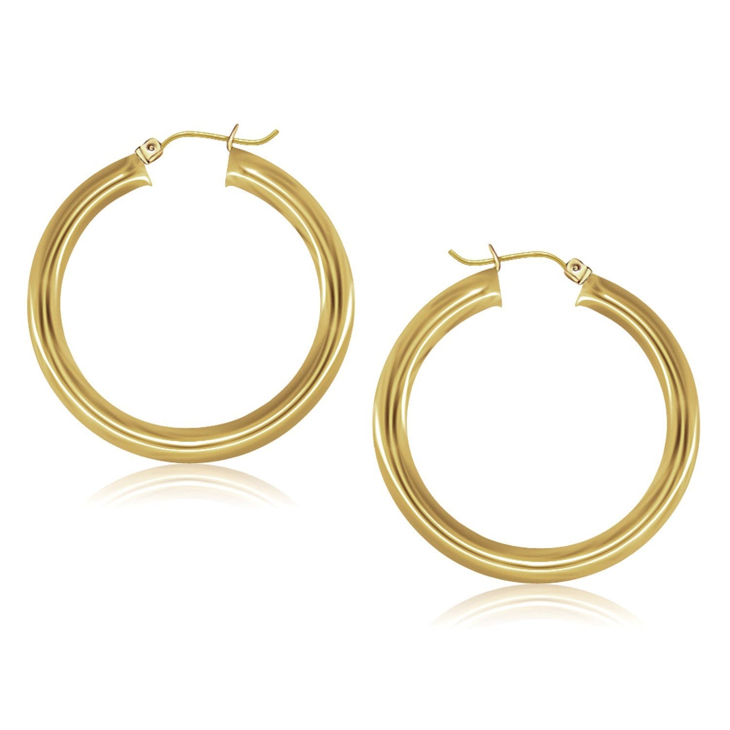 14k Yellow Gold Polished Hoop Earrings - 40 mm