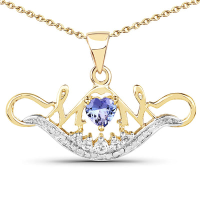 14K Yellow Gold Plated Tanzanite & White Topaz Pendant