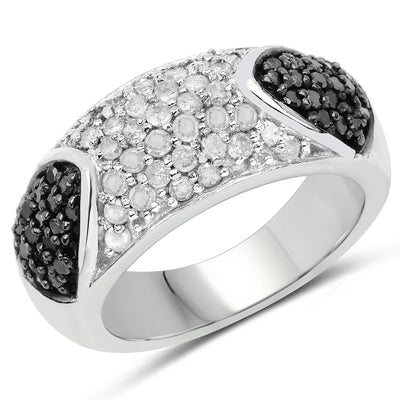 Anillo de Diamante Negro y Diamante Blanco de 0.99 Quilates