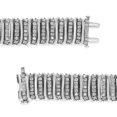 Pulsera de eslabones en chevron de diamantes de plata esterlina .925 de 8.5 Cttw - 7.25"