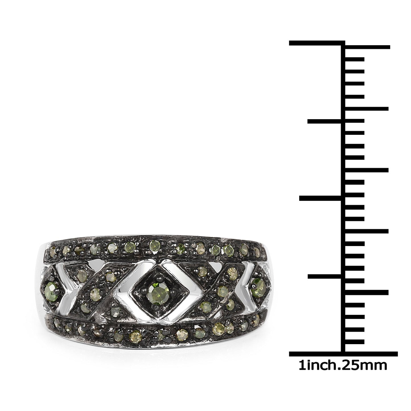 Bague en Argent Sterling avec Diamant Vert Naturel de 0,27 Carat