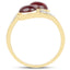 Anillo Bypass de Rubí y Topacio Blanco Baño de Oro Amarillo de 14K
