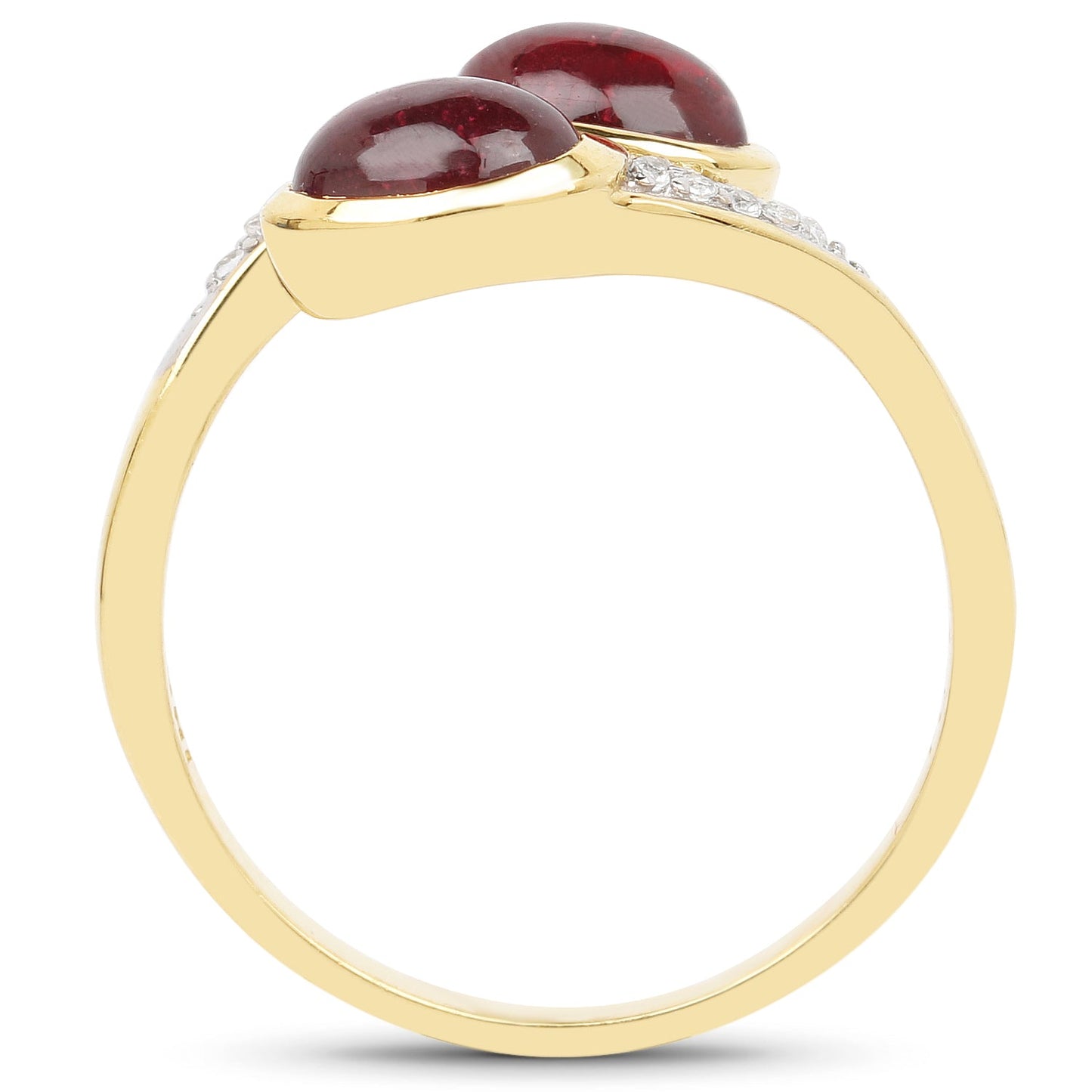Anillo Bypass de Rubí y Topacio Blanco Baño de Oro Amarillo de 14K