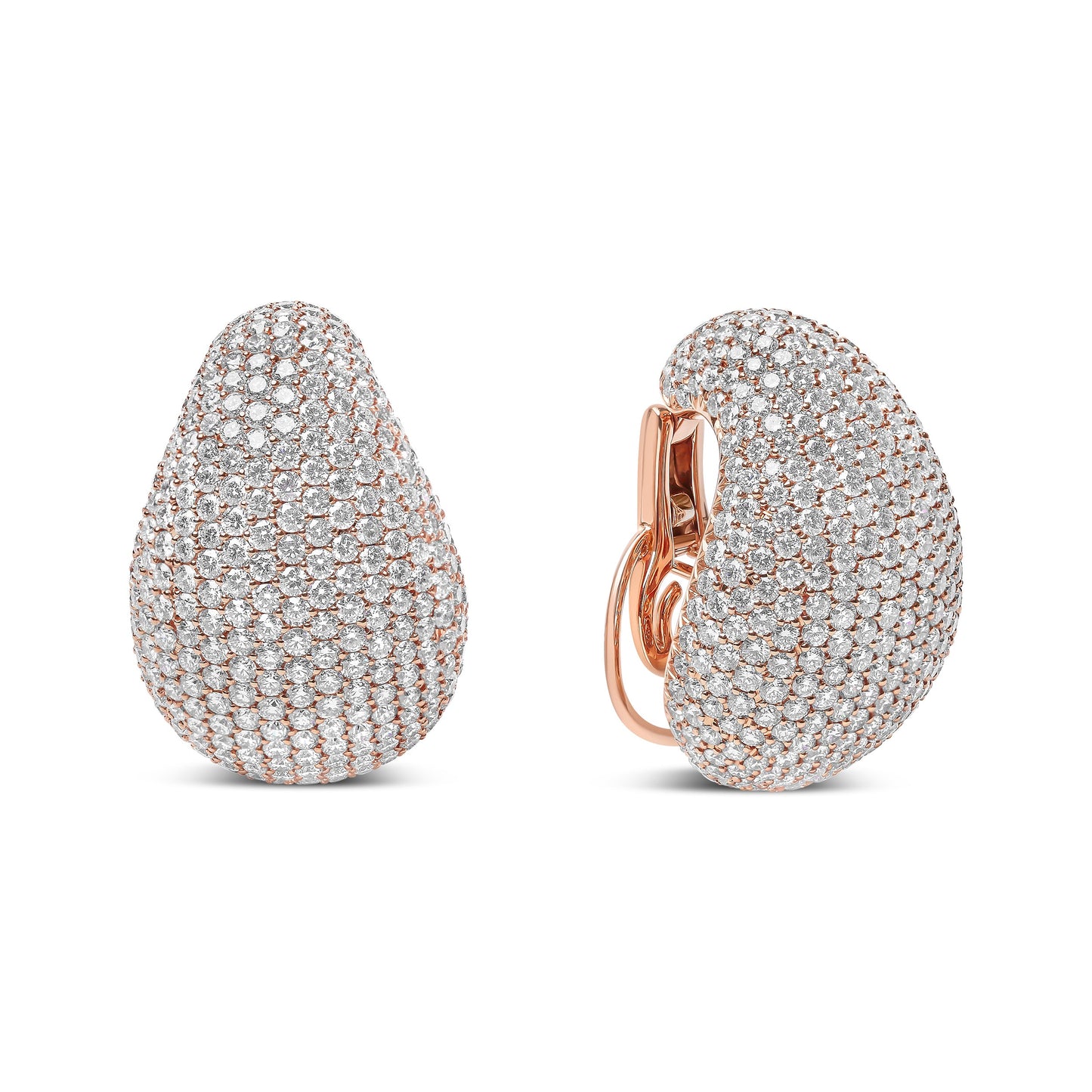 Boucles d'oreilles sculpturales en diamant micro-pavé en or rose 18K